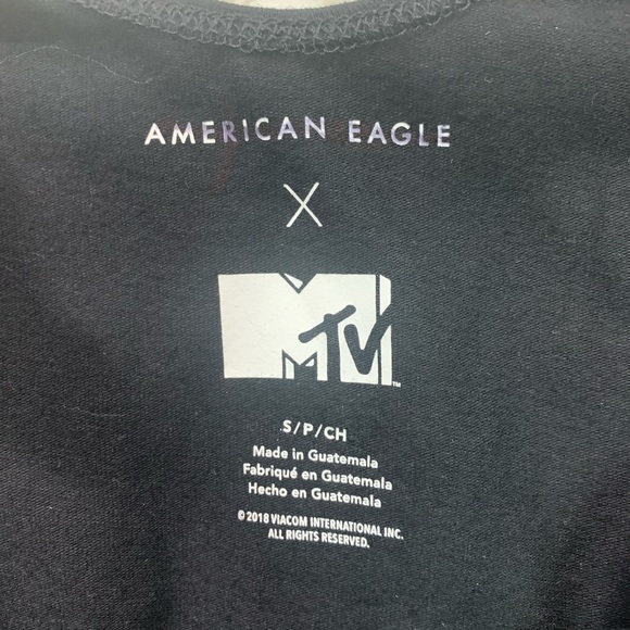 NWOT American Eagle "I want My MTV" Y2K Retro Black bodysuit Small - Picture 6 of 8